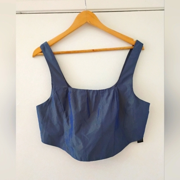 ASOS DESIGN Corset Top In Iridescent Blue Co-Ord. Size 8 - Picture 1 of 16